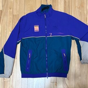 adidas Purple, Teal & Gray Colorblock Windbreaker Jacket